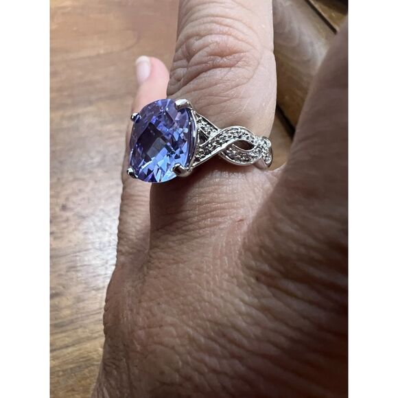 Bradford Exchange SS Blue Stone Ring - Picture 6 of 8